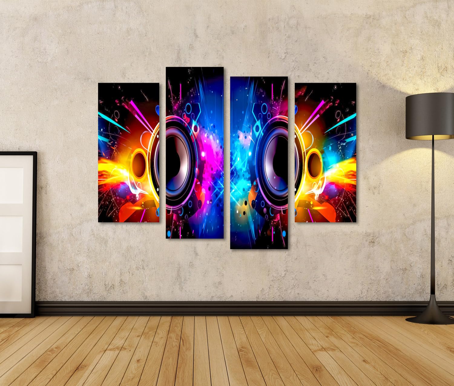 islandburner Quadro su Tela Digital Music Sheet Music Abstract Banner Bass Speakers Digital Music Immagini Poster