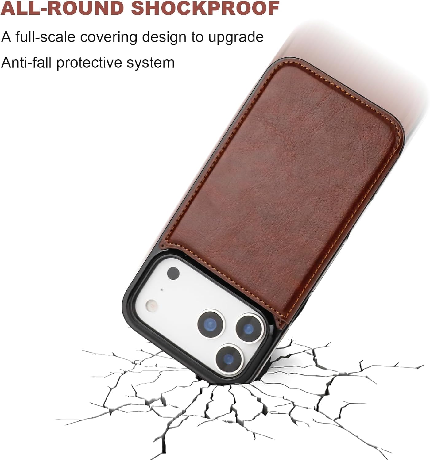 ONETOP Compatible with iPhone 17 Pro Max Wallet Case with Card Holder, PU Leather Kickstand Card Slots Case, Double Magnetic Clasp and Durable Shockproof Cover 6.9 Inch (Brown)