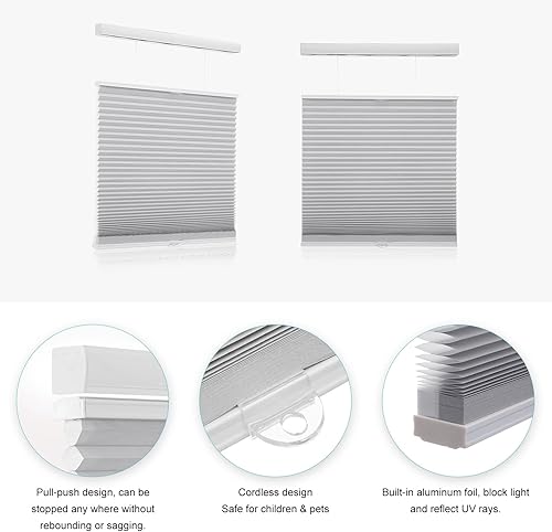 Miniatura 2 de MYshade Persianas sin cordones con diseño de panal de abeja, persianas traslúcidas para ventanas de interior, persianas y persianas celulares