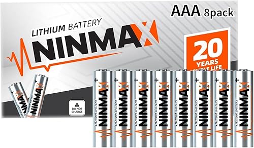 Baterías AAA de litio, paquete de 8 baterías triple A de 1.5 V 1350 mAh de mayor duración para dispositivos de alta tecnología. No recargables