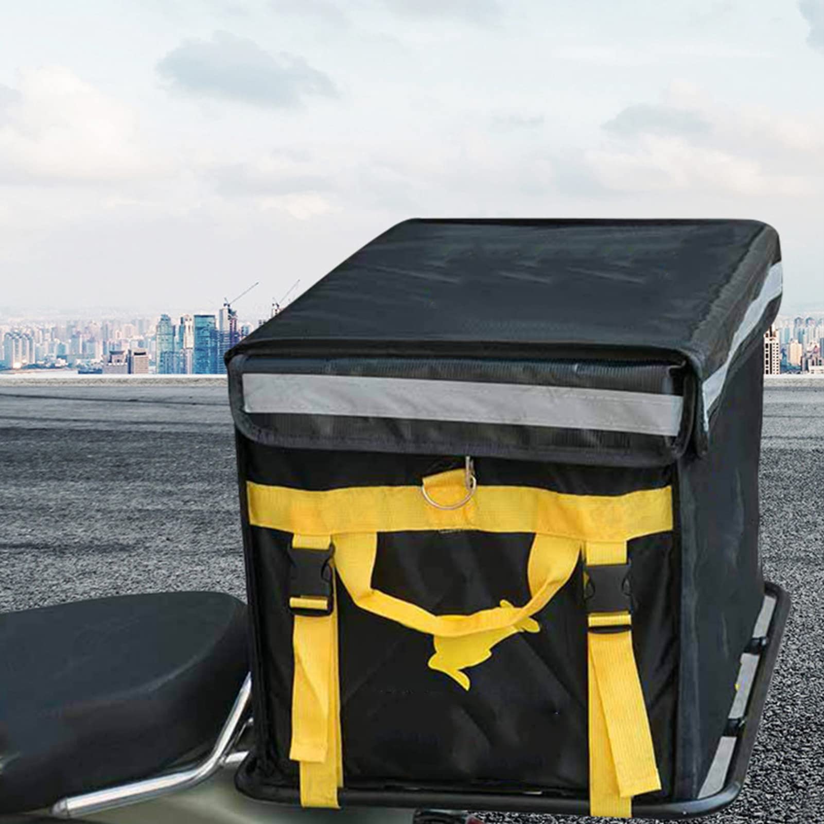 Elektrischer Fahrrad-Liefer-Lebensmittelbox-Träger, Lebensmittel-Lieferbox-Träger, Hinterer Grill, 80 Kg Belastung, Nahtloses Stahlrohr, Universell für Motorrad-Elektrofahrräder(Typ 1 45/35 ID)