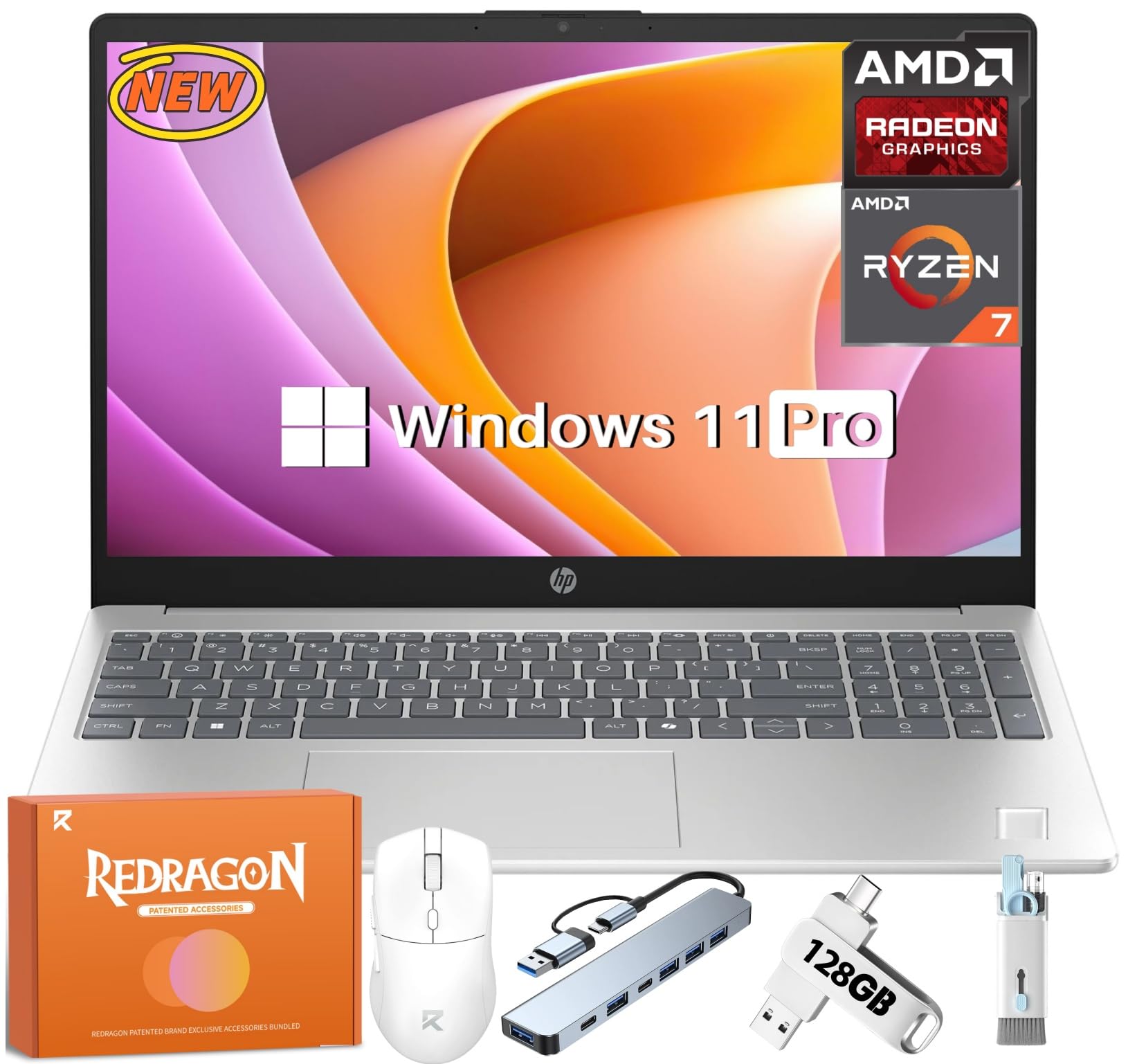 HP 2025 Touchscreen Laptop, AMD Ryzen 7 7730U (Beat i7-1355U), 15.6" FHD IPS Display, 32 GB RAM, 1 TB SSD, AMD Radeon Graphics, Long Battery Life,