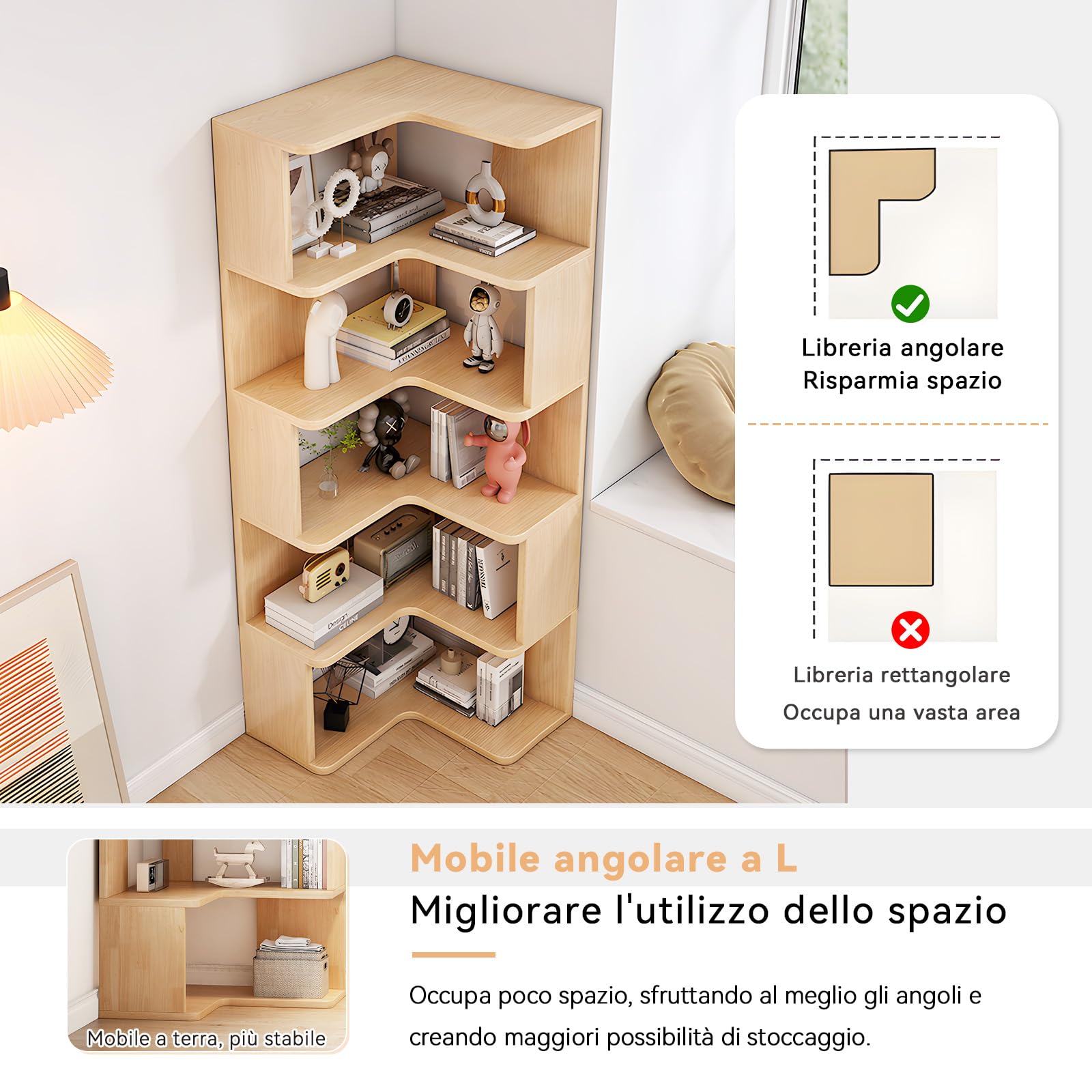 Libreria Girevole, Libreria Girevole A 360° A 4 Livelli Libreria Angolare Con Pannelli In Legno, Organizzatore Per Scaffali Impilabile, Vetrina Per Ufficio, Casa, Soggiorno ( Color : Walnut , S : 39*1