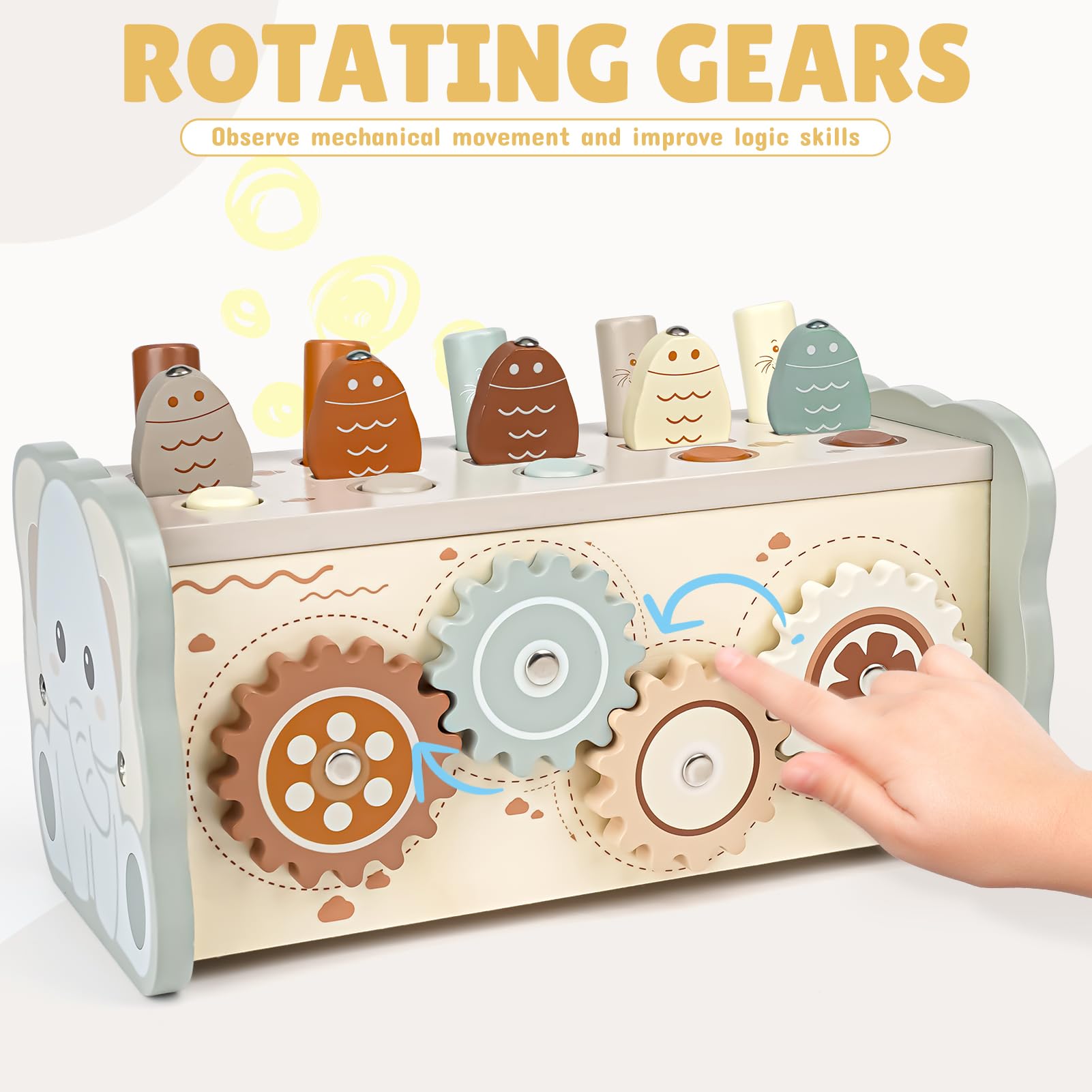 Joyreal Wooden Hammering Toys for 1 Year Old -4