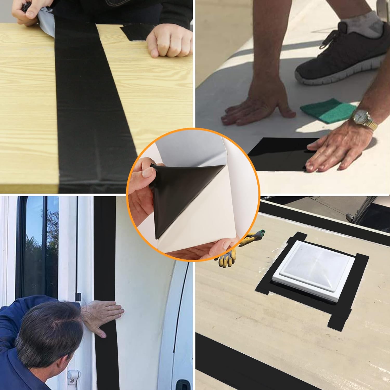 Butyl Sealant Waterproof Tape, RV Roof Tape Black, 6 Inch X 50 Feet RV Repair Sealant Tape, Stop Camper Roof Leaks, UV-Resistant, Weatherproof and Reliable (6In-50FT Black)