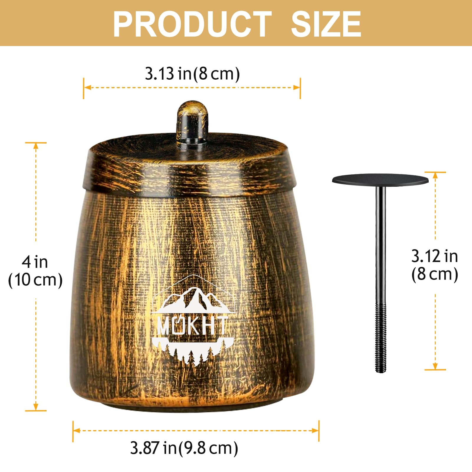 Posacenere da Esterno in Acciaio Inox Antivento 10x9x10 cm Portatile Bronzo
