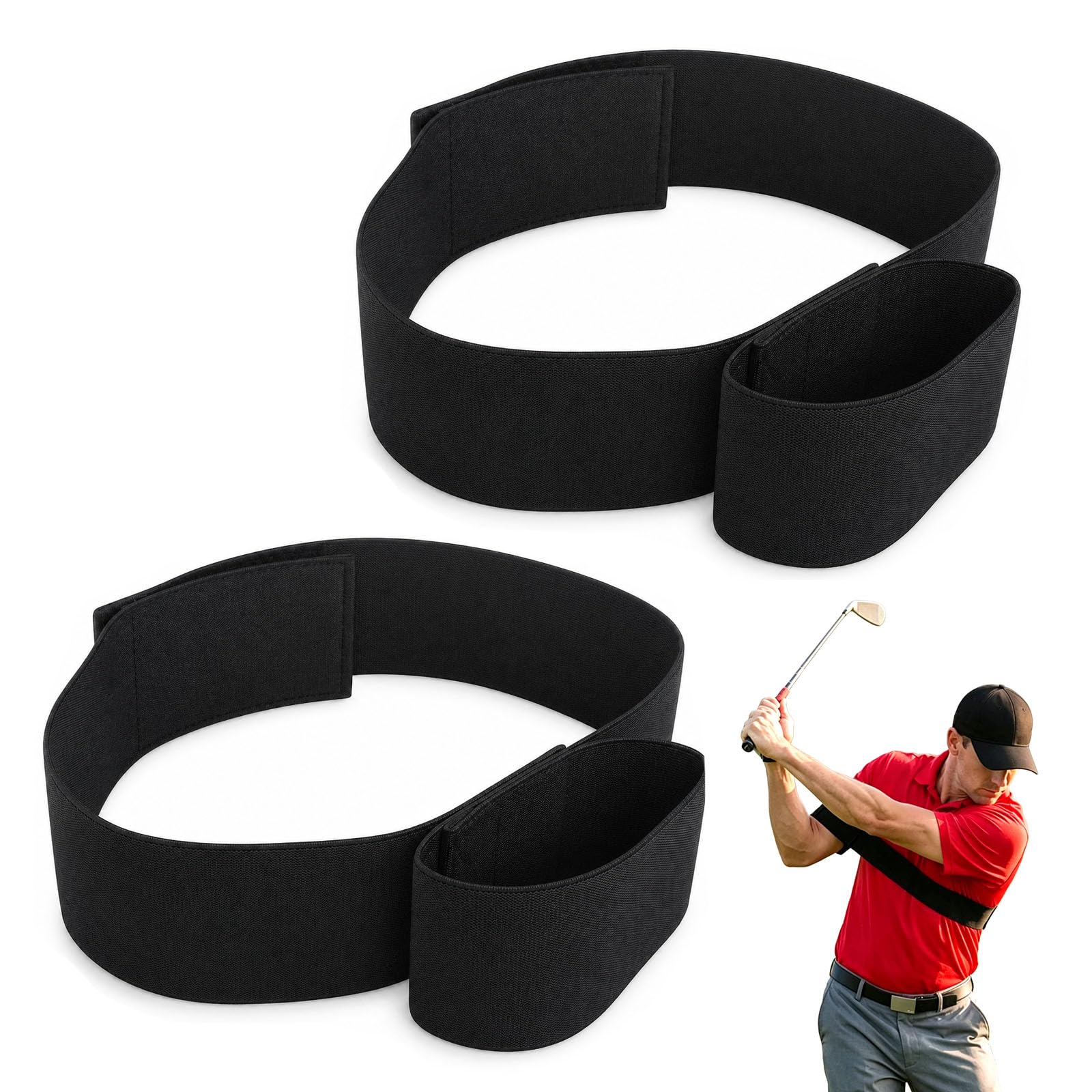 HFDONGL 2 PCS Golf Training Aids Golf Swing Trainer Aid Adjustable Arm Strap Correcting Tool Accessories for Beginner Trainer Men Women Indoor Outdoor