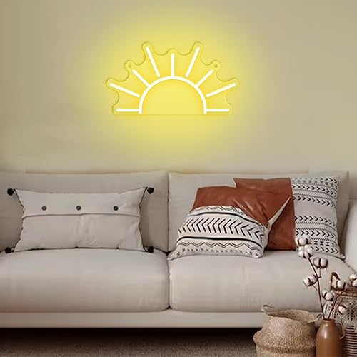 Miniatura 5 de Attivolife Letrero de neón para decoración de pared, luz de neón de puesta de sol amarilla dorada con alimentación USB regulable, luz LED para