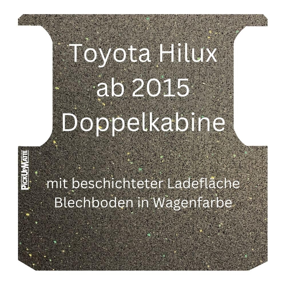 PIQUP PICKUPMATTE – Antirutschmatte für Toyota Hilux Revo, Doppelkabine OHNE Laderaumwanne (8. Gen., ab Bj. 2015) – 6 mm – passgenauer Ladeflächenschutz