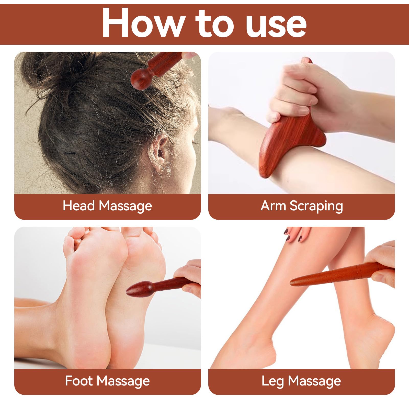 5 Stück Massage Holz,Massagestab Füße, Trigger Holz Akupressurstift | Dreieck-Massagegerät für Schulter Rücken Bein Entspannung, Massageholz Set für Entspannung Füße, Nacken, Schultern und Arme