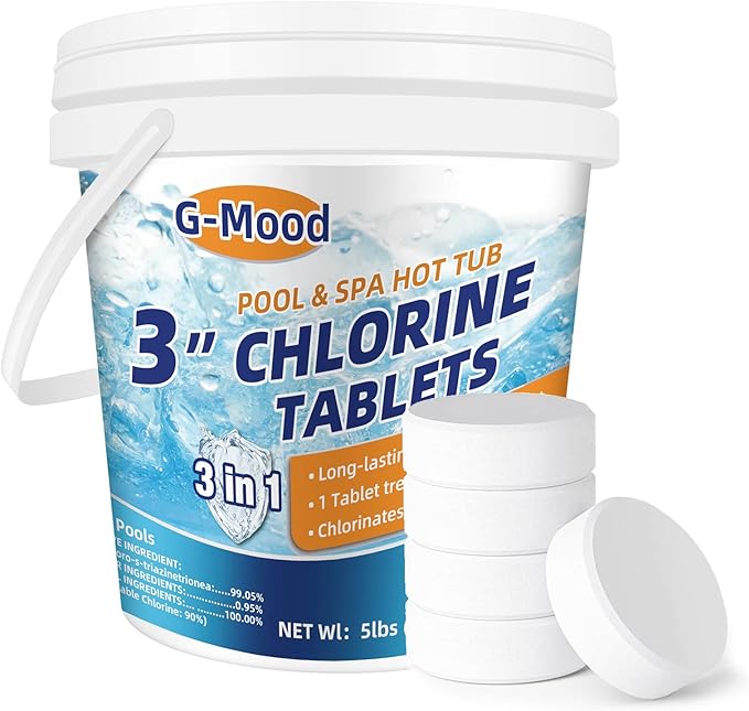 GMood 3 inch Chlorine Tablets for Swimming Pool 5 lbs, chlorinating