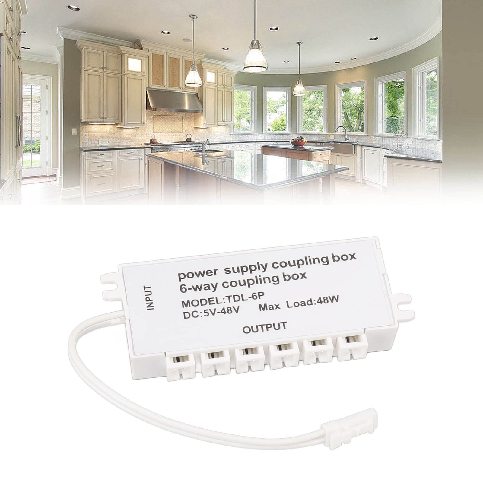 Boîte de Couplage D'alimentation à 6 Voies, Boîte D'extension de Connecteur de Lumière LED, Matériau ABS 5-48 V 48 W pour Répartiteur de Puissance de Lumière LED