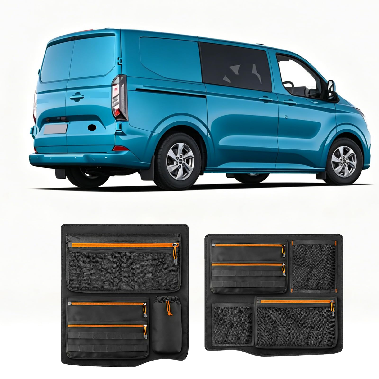 Scheunentür Lagerorganisator kompatibel mit Ford Transit Custom, 1 Paar Stauraumsparer Scheunentür Organizer Van Taschen