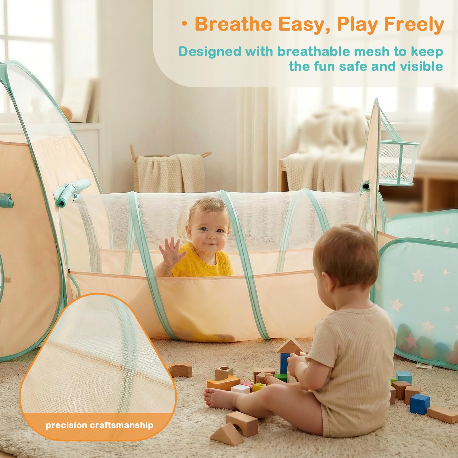 SISTICKER Tenda da gioco per bambini con piscina di palline: tenda da gioco pop-up 3 in 1 con tunnel per gattonare, con borsa per il trasporto