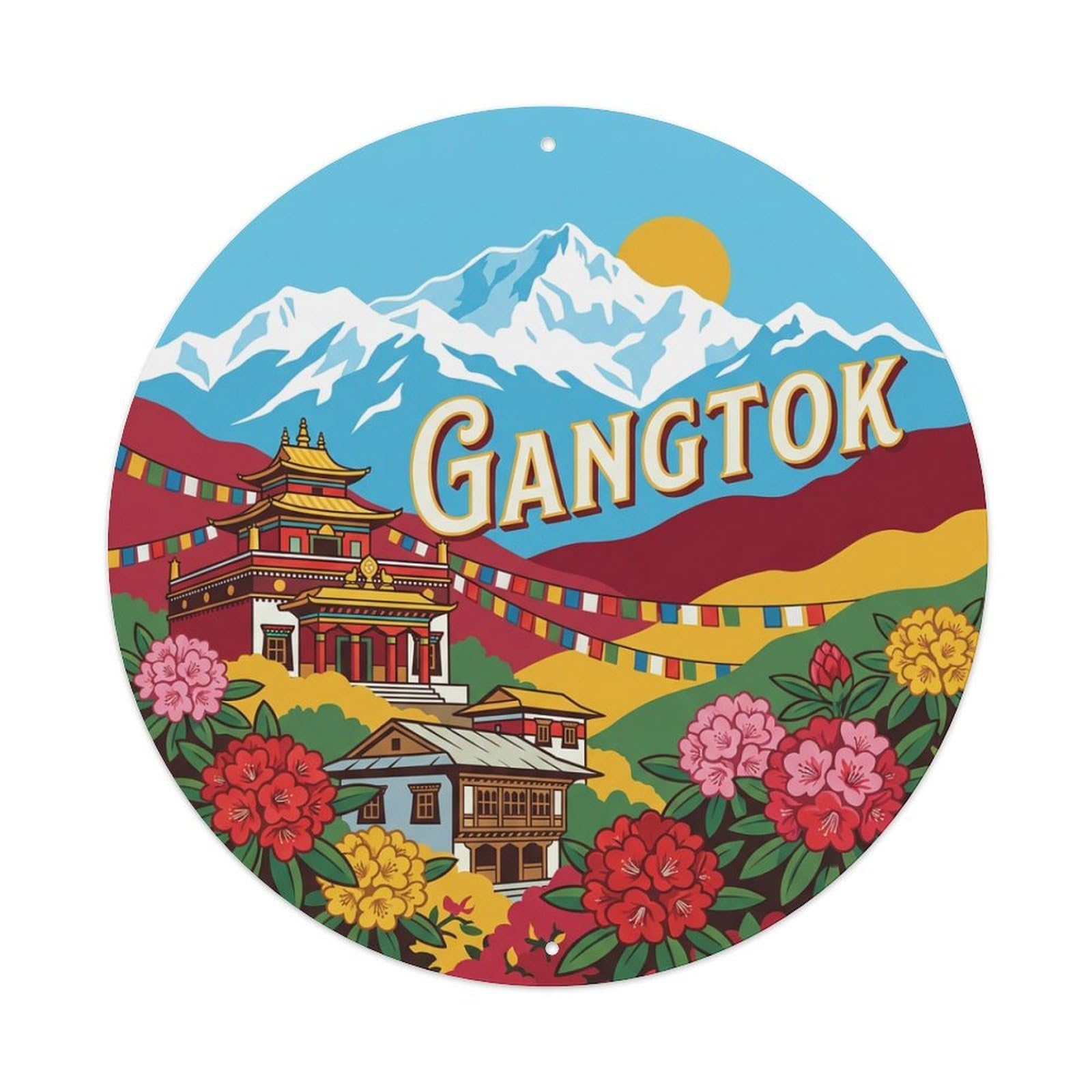 India Travel Vintage Gangtok Metal Tin Sign