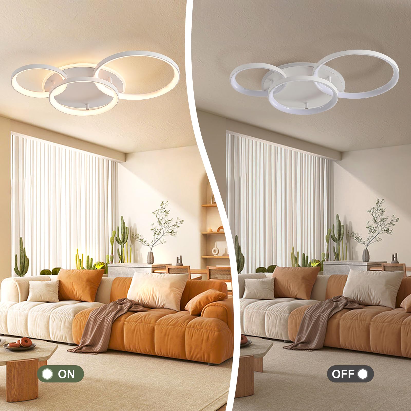 Lampadario Dimmerabile 3000K-6000K, Plafoniera LED Soffitto, 45W 3800lm | lampadario soggiorno, lampadario led, plafoniera led soffitto dimmerabile per Soggiorno Camera da Letto Sala da Pranzo