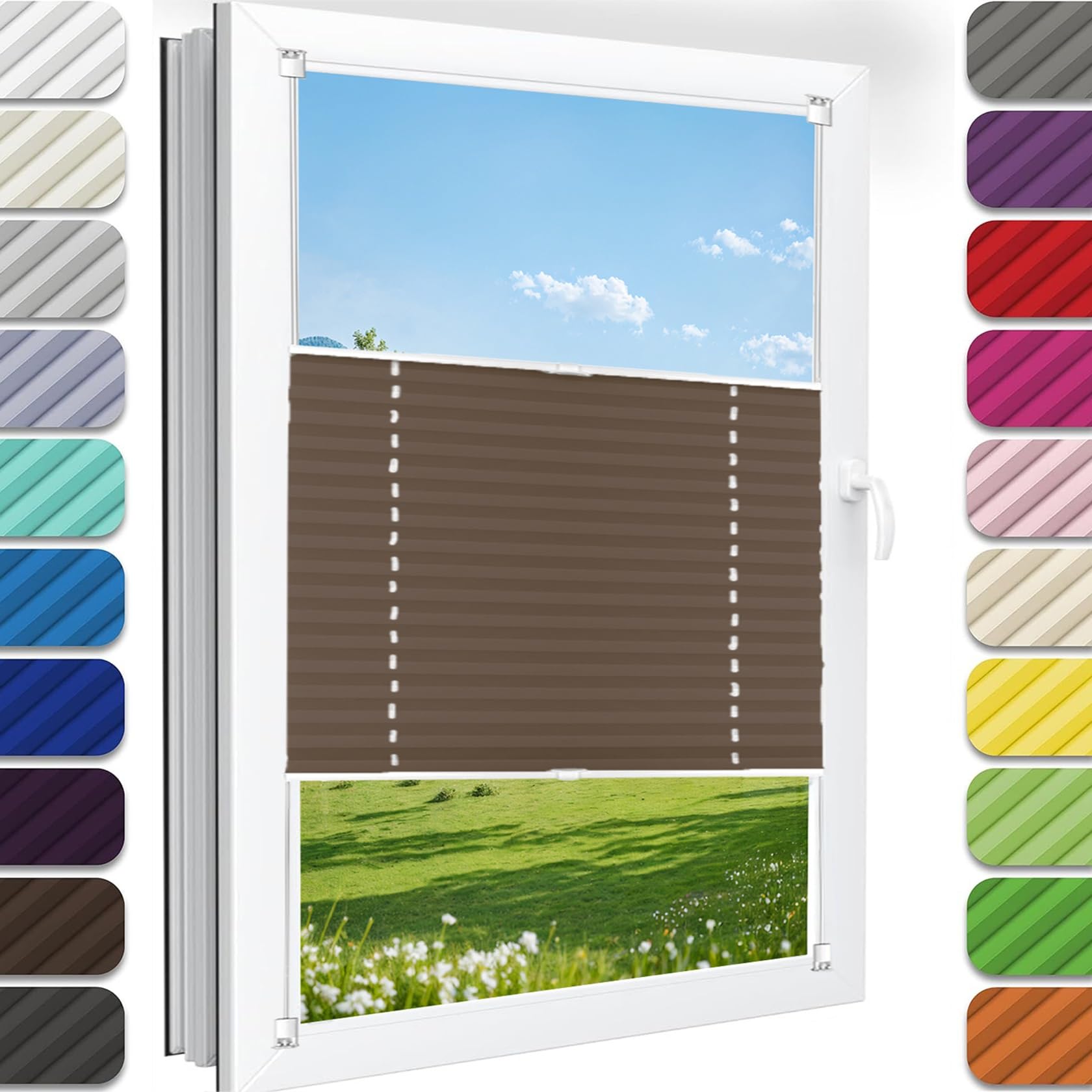 Store Plissé Occultant sans Perçage 100x180 Isolation Thermique Rideau Fenêtre
