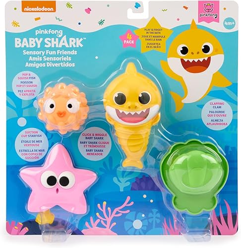 Miniatura 1 de Baby Shark Sensory Fun Friends, paquete de 4, juguetes para ansiedad, desarrollan habilidades sensoriales (más de 4 meses)
