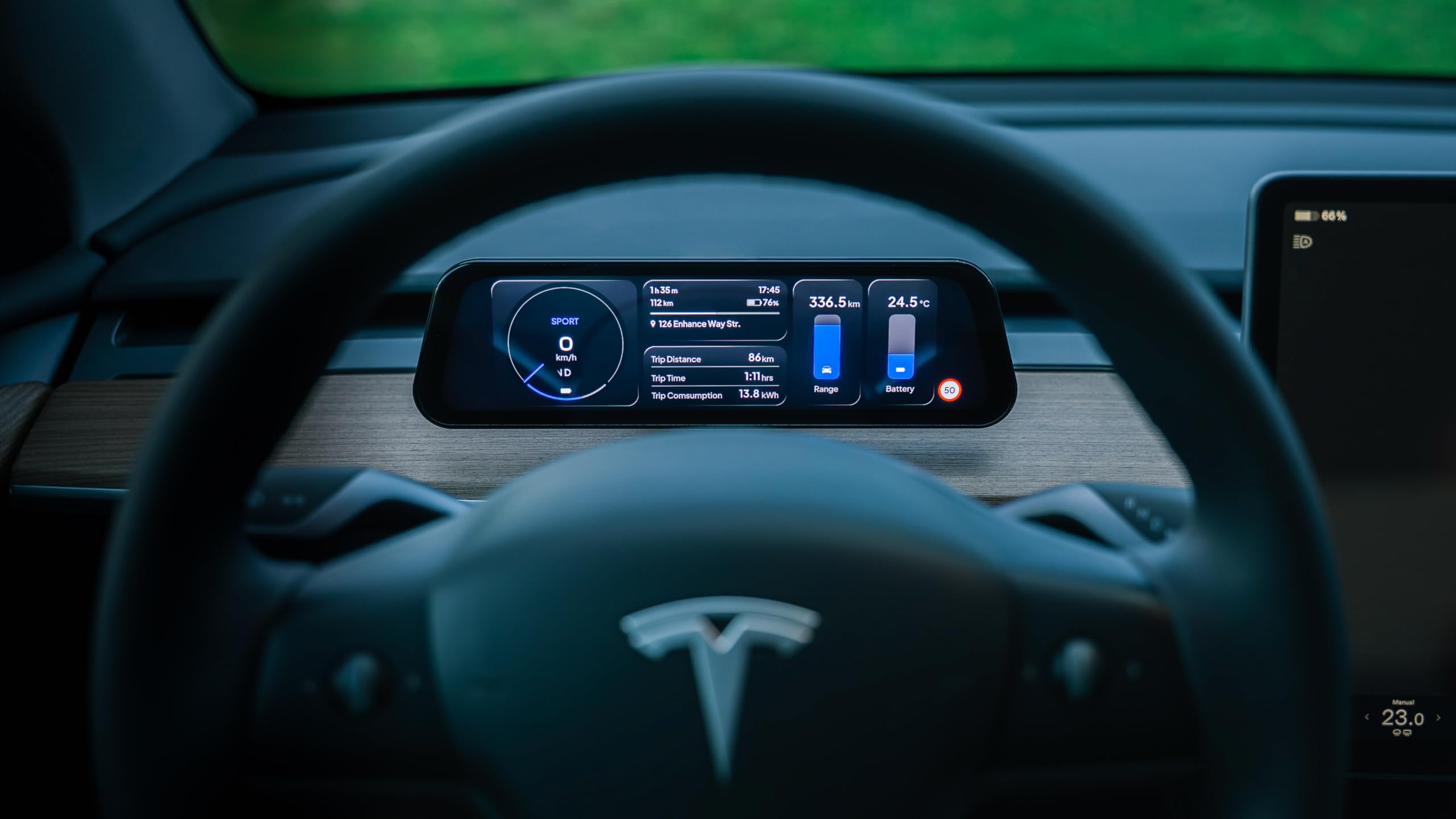 S3XY Dash für Tesla - 9,6" QLED Touchscreen, Anti-Reflex-Beschichtung (Head-up-Display, CarPlay, Android Auto) (inklusive Commander, Model 3/Y 2021-2024 + Highland)