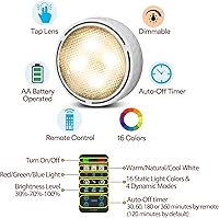 Vista 4 de Luces de disco con control remoto, iluminación inalámbrica para debajo del gabinete, funciona con pilas, luces de empuje para cocina, estante