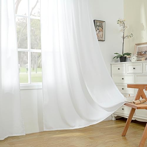 Miniatura 3 de BGment Cortinas de lino de 72 pulgadas de largo, 2 paneles, cortinas largas con pestaña trasera para sala de estar, cortinas de arpillera