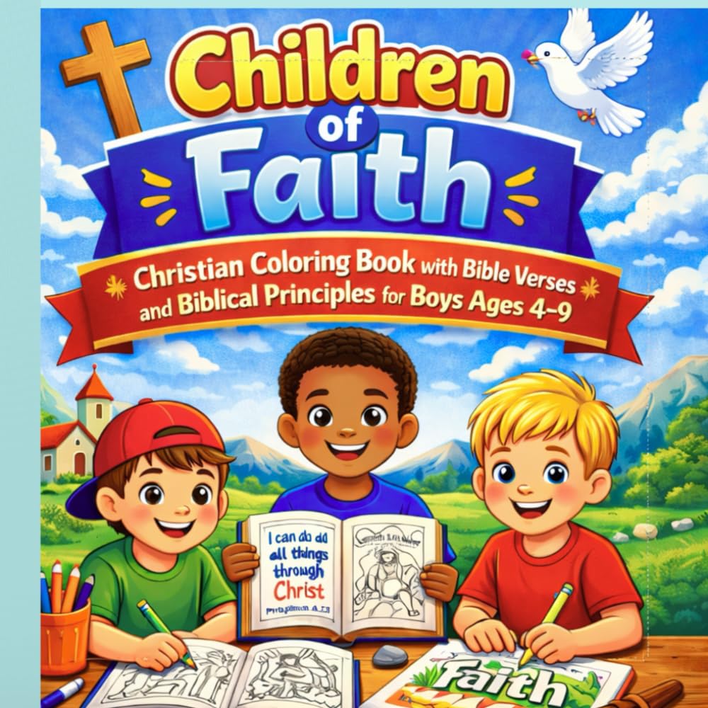 Children of Faith: Christian Coloring Book with Bible Verses and Biblical Principles for Boys Ages 4–9