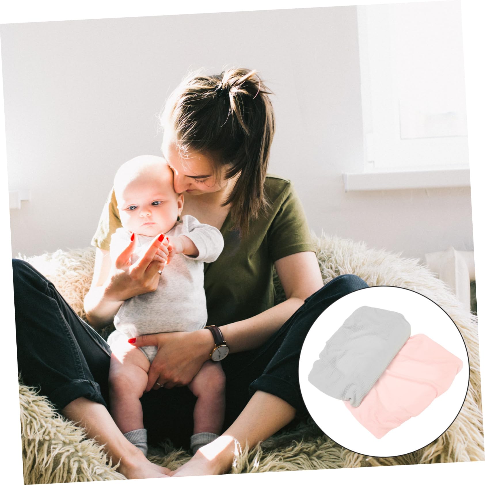 Beaupretty Fundas Lavables para Cambiador de Ñiño 2 Piezas Sábana Elástica Desmontable para Colchón Cambiador Uso en Hogar y Guardería