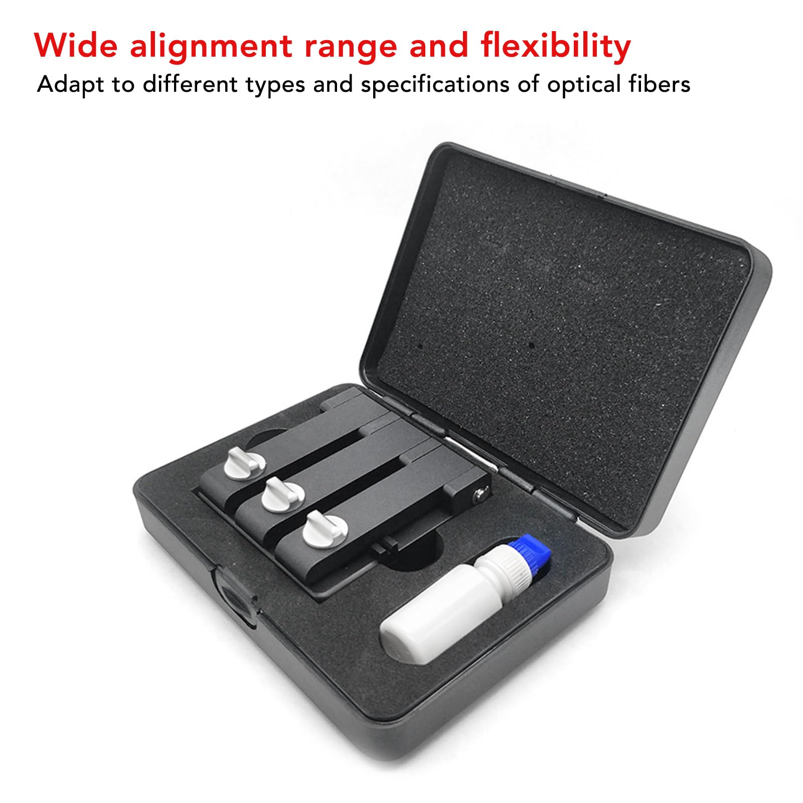 Glasfaser-V-Groove-Aligner-Koppler-Prüf adapter mit Aufbewahrung sbox für Faser tests