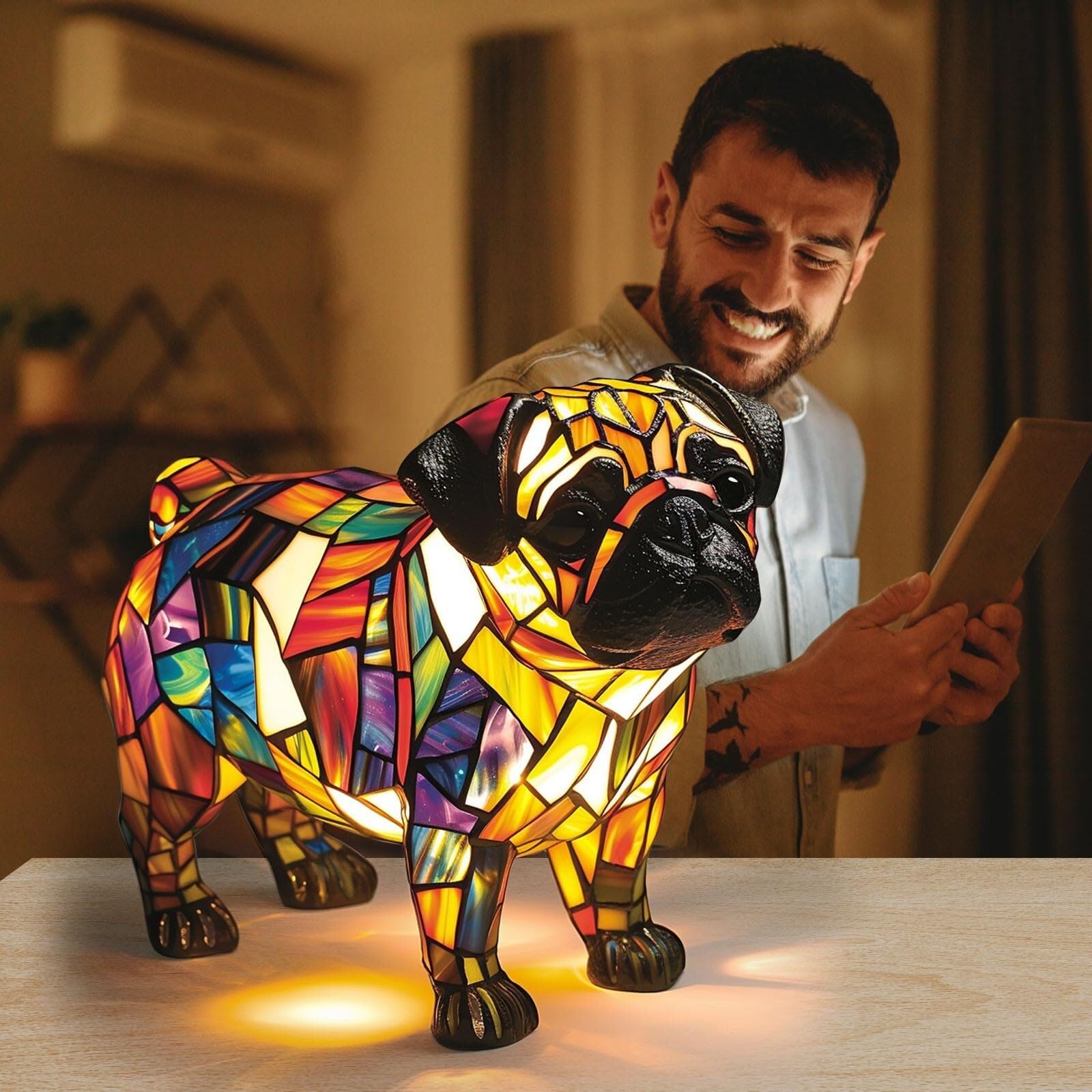 Amazon.co.jp: 猫ランプステンドグラス、犬ランプ、動物シリーズアート