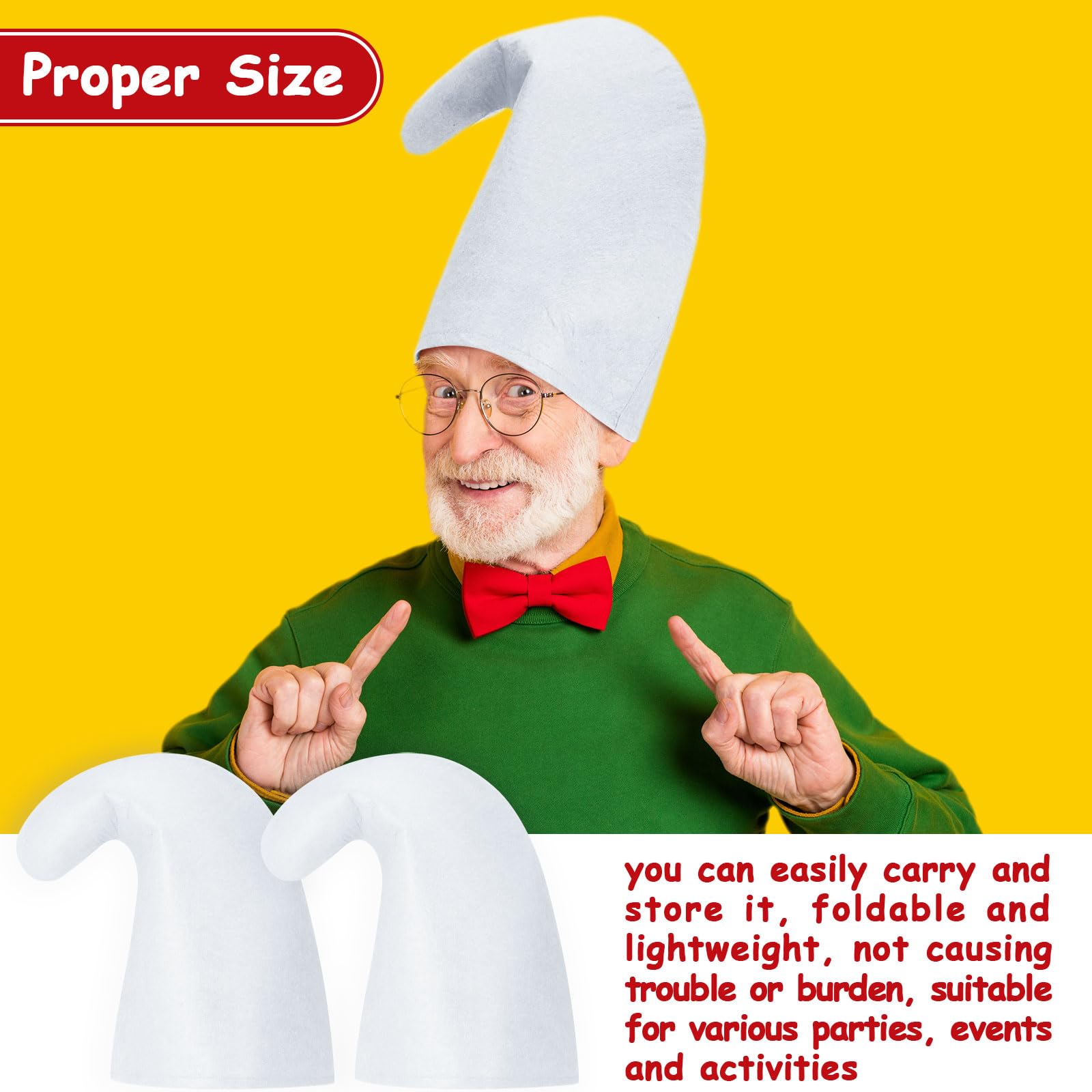 SATINIOR 2 Pcs Carnival Gnome Hats Funny Felt Dwarf Hats Accessory for Fancy Mardi Gras Carnival Christmas Dress Costume Gnome Cosplay Party - Image 4