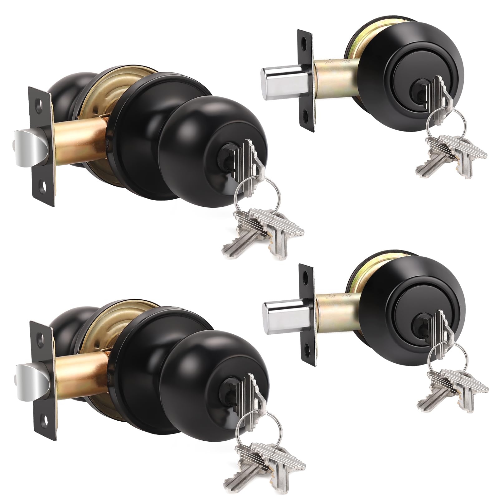 Knobonly Satin Nickel Door Knob Set - Secure & Stylish -8