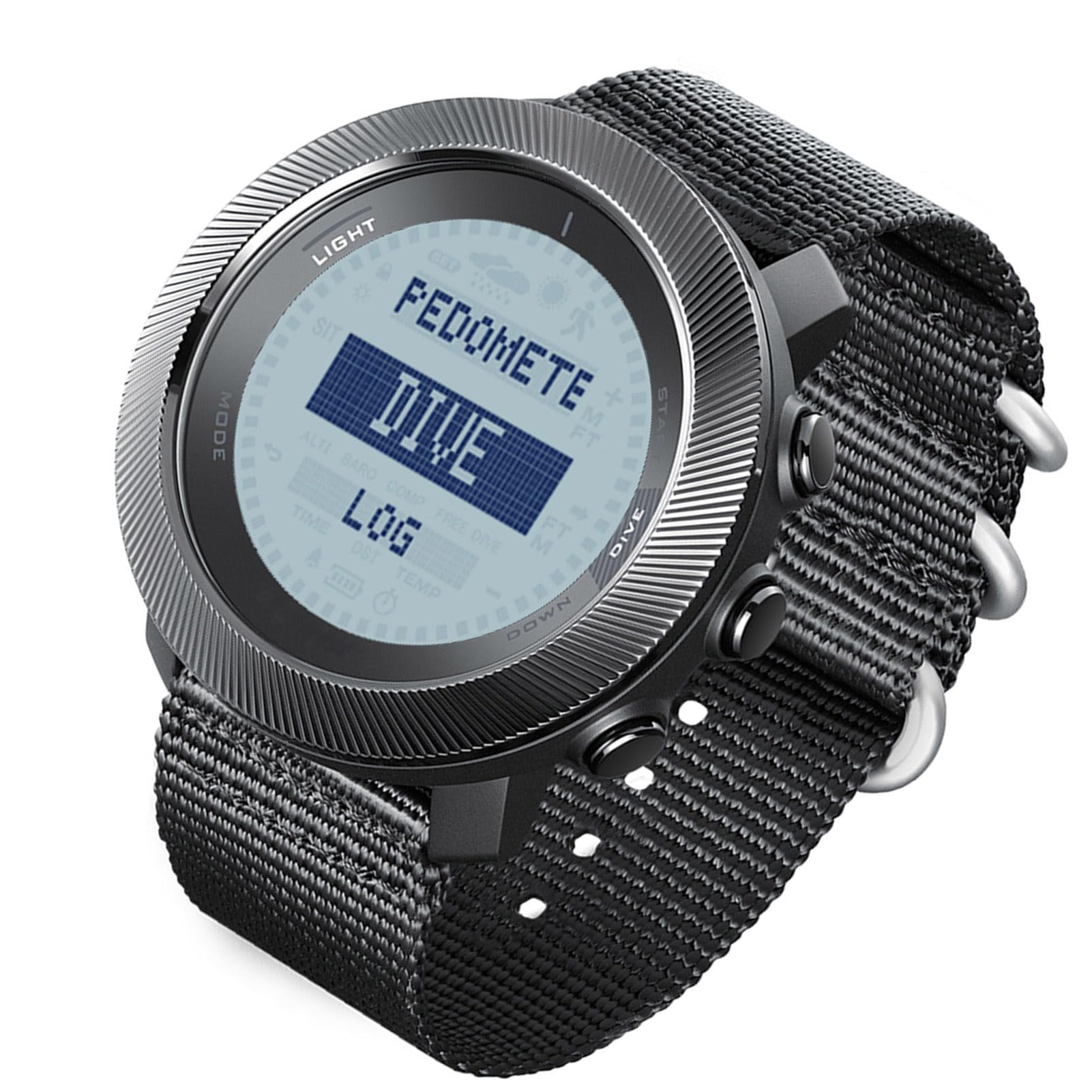 Montre de Plongée, Montre de Sport Numérique étanche à 100 M avec Rétroéclairage LED Baromètre Thermomètre Boussole Altimètre pour Hommes Femmes Randonnée Natation en Montagne
