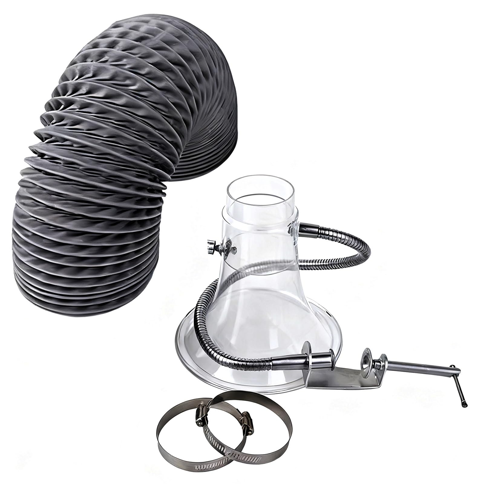 ZAQYCM Tubo Flexible Tubo De Extracción De Gases De Escape Industriales con Cubierta Transparente Y Soporte Flexible, Manguera Telescópica De Nailon para Humos De Soldadura(L 2m/6.5 ft,ID 100MM/4 in)