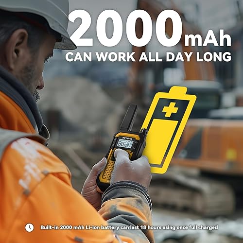 Miniatura 5 de Retevis RB48 Walkie Talkies para adultos, radios resistentes de 2 vías de largo alcance con cargador de seis vías, IP67 impermeable, resistente a