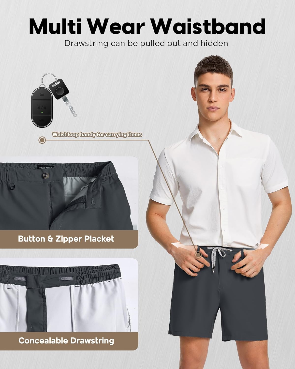 maamgic Men's 5/7 Inch Casual Classic Fit Shorts with Multi-Pocket Quick Dry Sports Shorts - Image 5