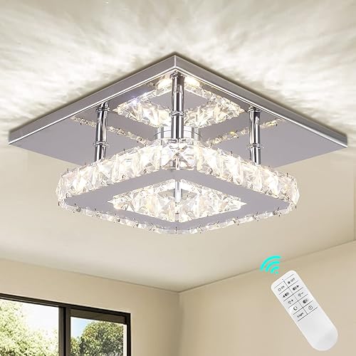 Miniatura 1 de Mini candelabros LED regulables, lámpara de cristal moderna de 7.9 pulgadas, luz de techo LED cuadrada de montaje empotrado