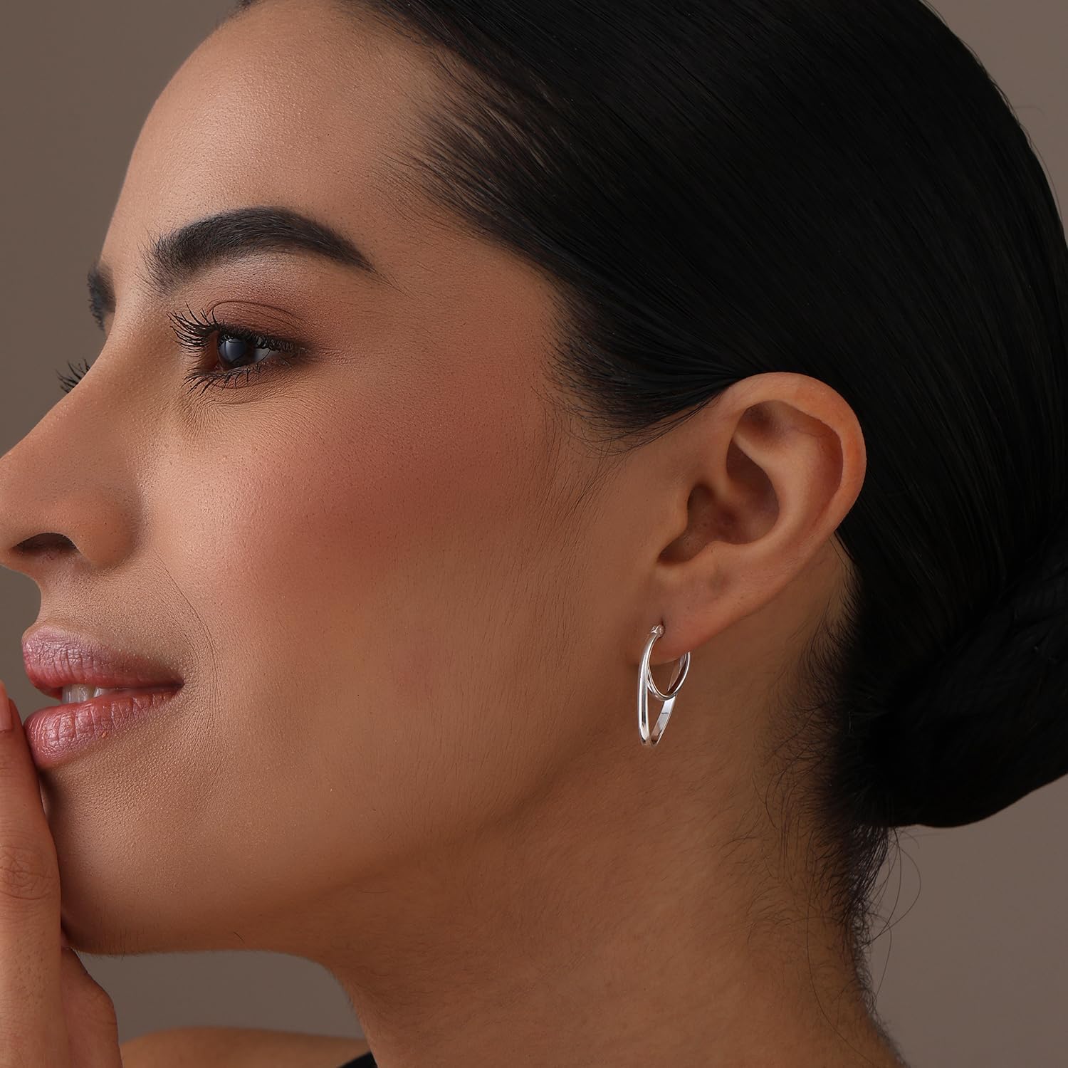 LeCalla 925 Sterling Silver Double Hoop Earrings | Lightweight Textured Two-Tone Earrings | Italian Twisted Hoop Earrings for Women