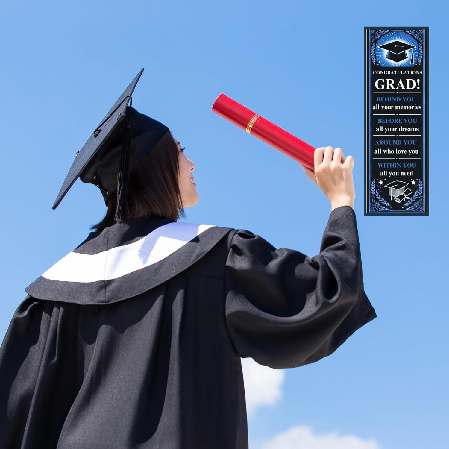 Congrats Congratulations Grad Graduation Bookmarks Glossy Book Marker, Bulk Gifts for Graduates, Seniors, Teachers, Classmates, Premium Glossy Card Stock Made in USA 100 Count