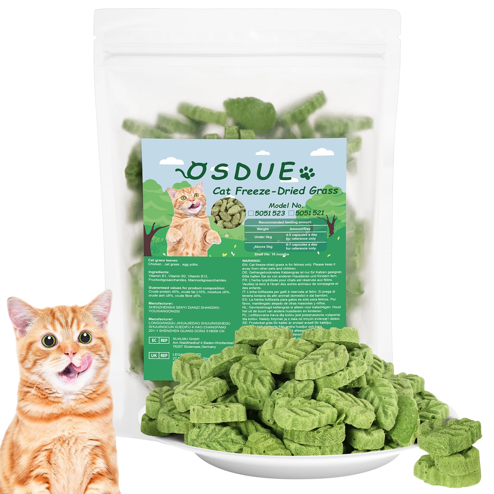 OSDUE Cat Grass Teething Stick, Katzengras Sticks Gefriergetrocknet Snacks für Katzen, Katzenminze, Beißstab aus katzengras, für die Zahnpflege und Haarknäuel Entfernen