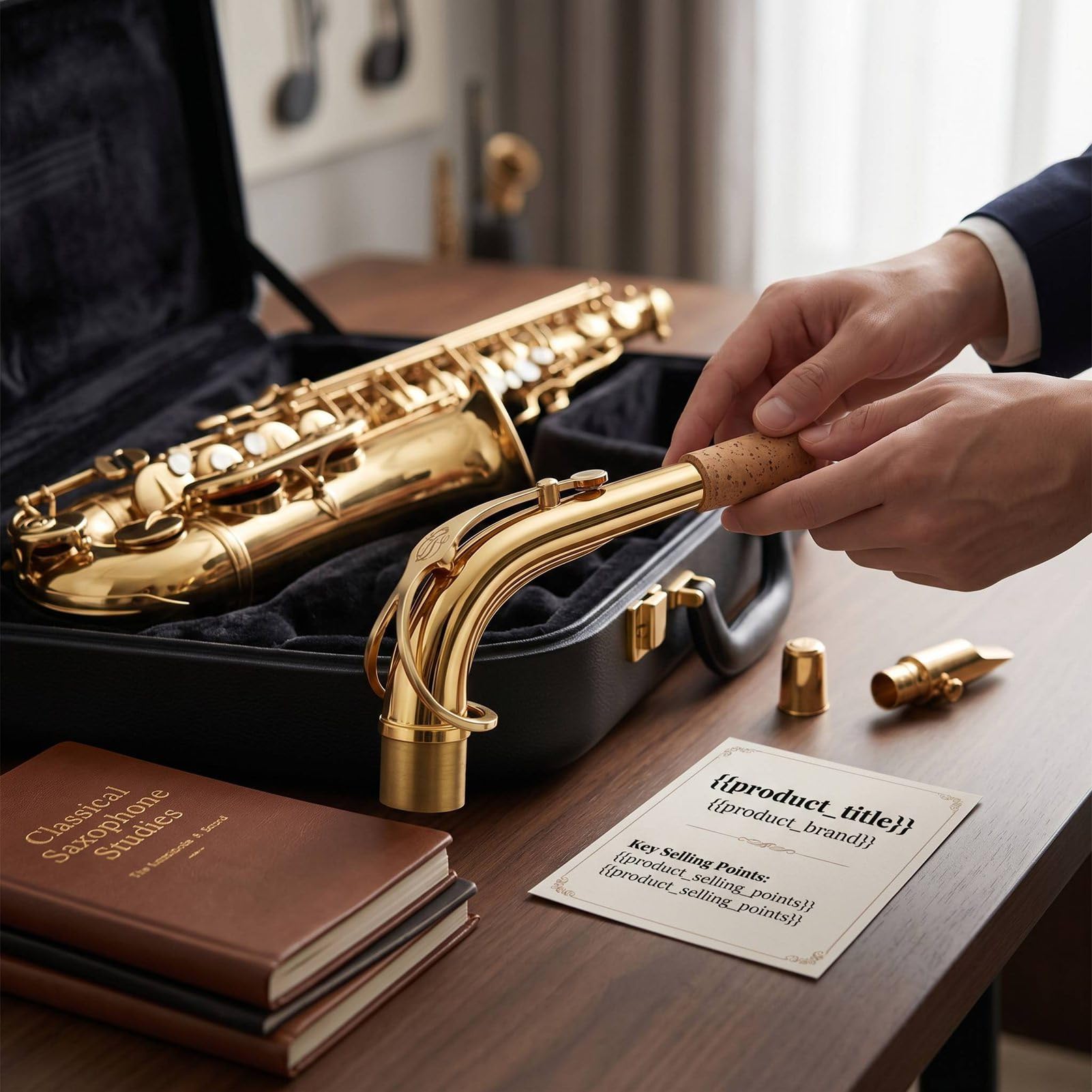 EMUKOEP Collo per Sassofono Contralto in Ottone Lucidato a Mano Sax Mib con Cuscinetti Ermetici per Studenti Musicisti