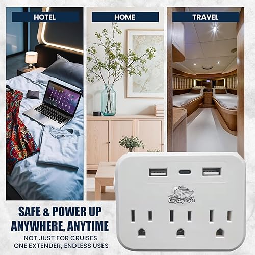 Miniatura 5 de Extensor de salida compatible con crucero con 3 salidas de CA, puertos USB duales, puerto USB-C, 2500W. Sin protector de sobretensiones. Esencial