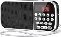 Rádio digital AM FM com Bluetooth 5.3, rádio transistor pequeno com melhor recepção, bateria recarregável de 2000 mAh operada com alto-falante de 5 W, cartão TF, reprodução de MP3 USB, conector de