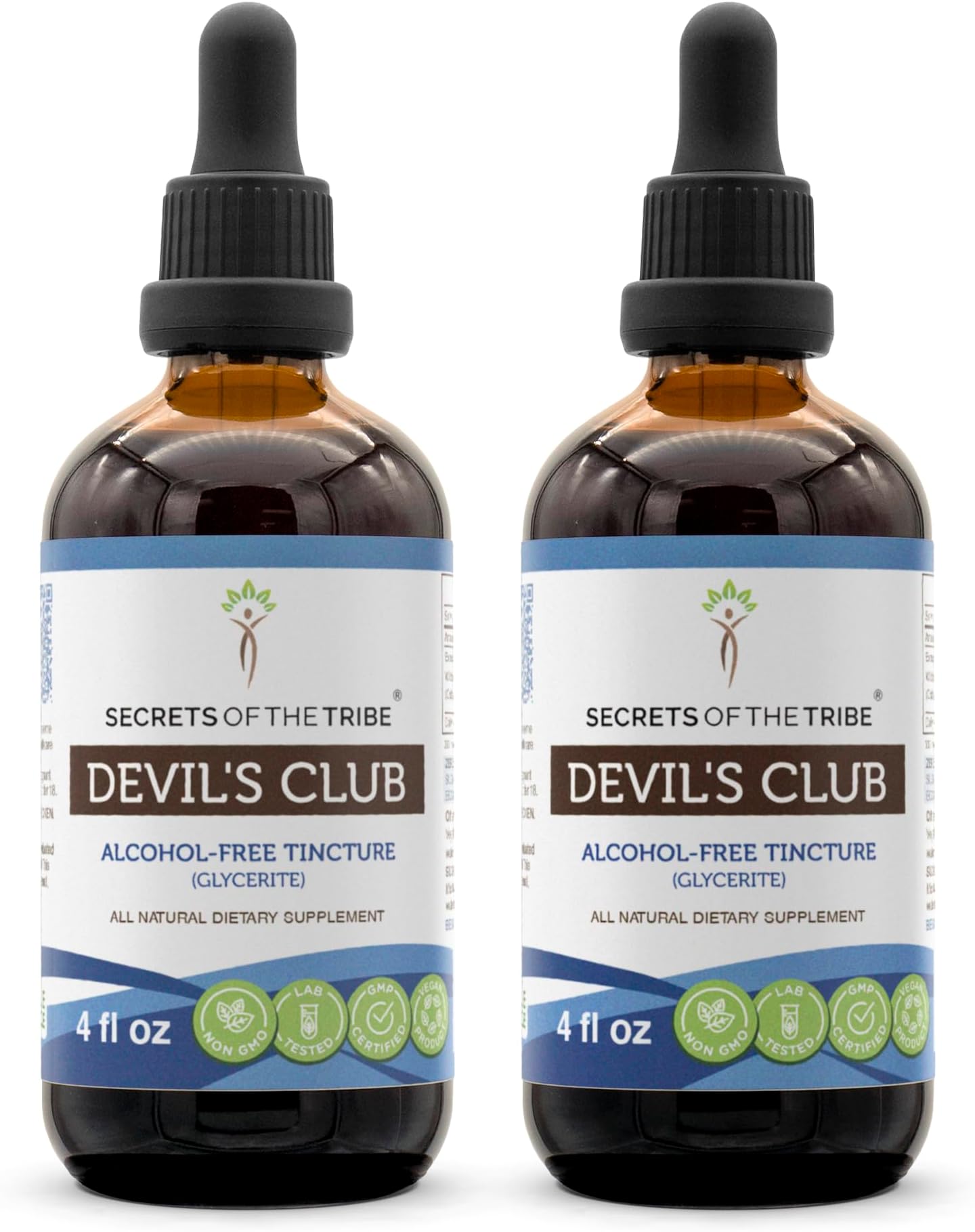 Secrets of the Tribe Devil's Club Tincture Alcohol-Free Liquid Extract, Wildcrafted Devil's Club (Oplopanax horridus) Dried Root (2x4 FL OZ)