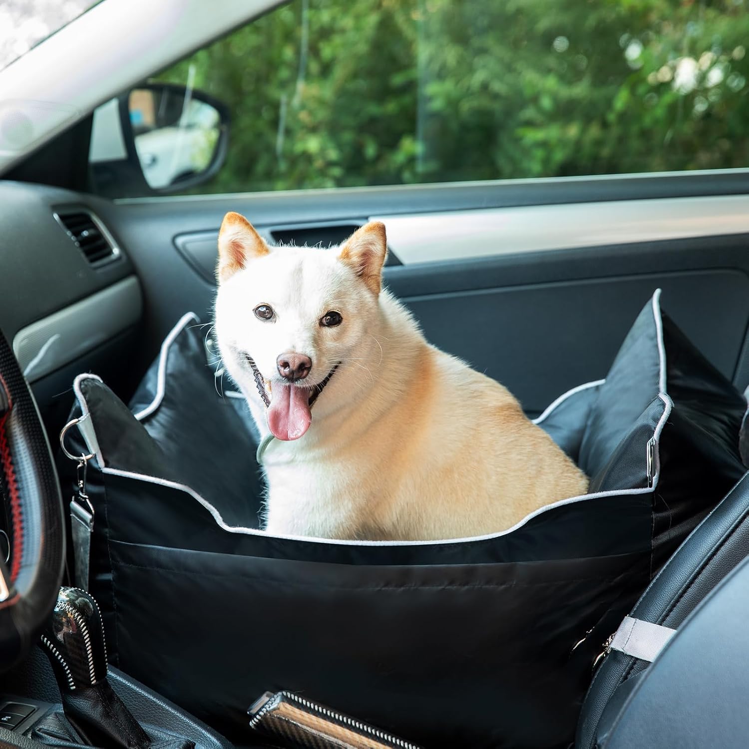 Waterproof Small Dog Car Seat for Small Dogs - Pets Dog Booster Seat for Car with Storage Pockets, Clip-On Safety Leash,Washable Soft Dog Booster Seats,Pet Travel Carrier Bed Up to 30lbs Universal size Black