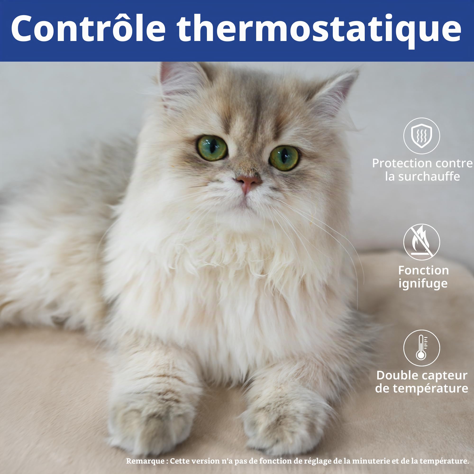 NICREW Tapis Chauffant Chien Chat L 70 x 40cm avec Minuterie Auto Off, Coussin Chauffant Electrique pour Animaux Temperature Reglable avec Cordon Anti Morsure, Kaki, 75W Max