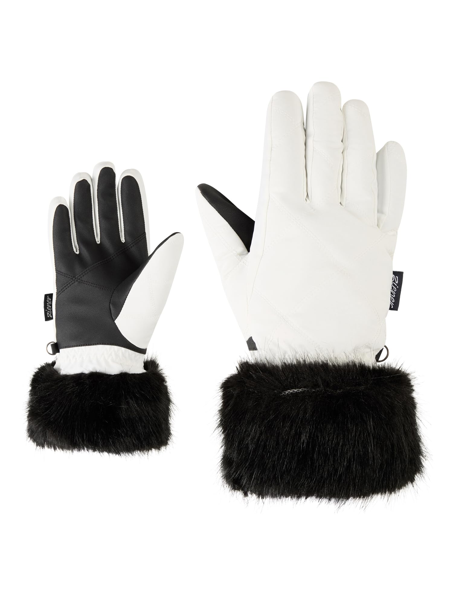 Gants de ski imperméables Ziener KWINZ-Z Thermoshield blancs taille 7,5 - 4