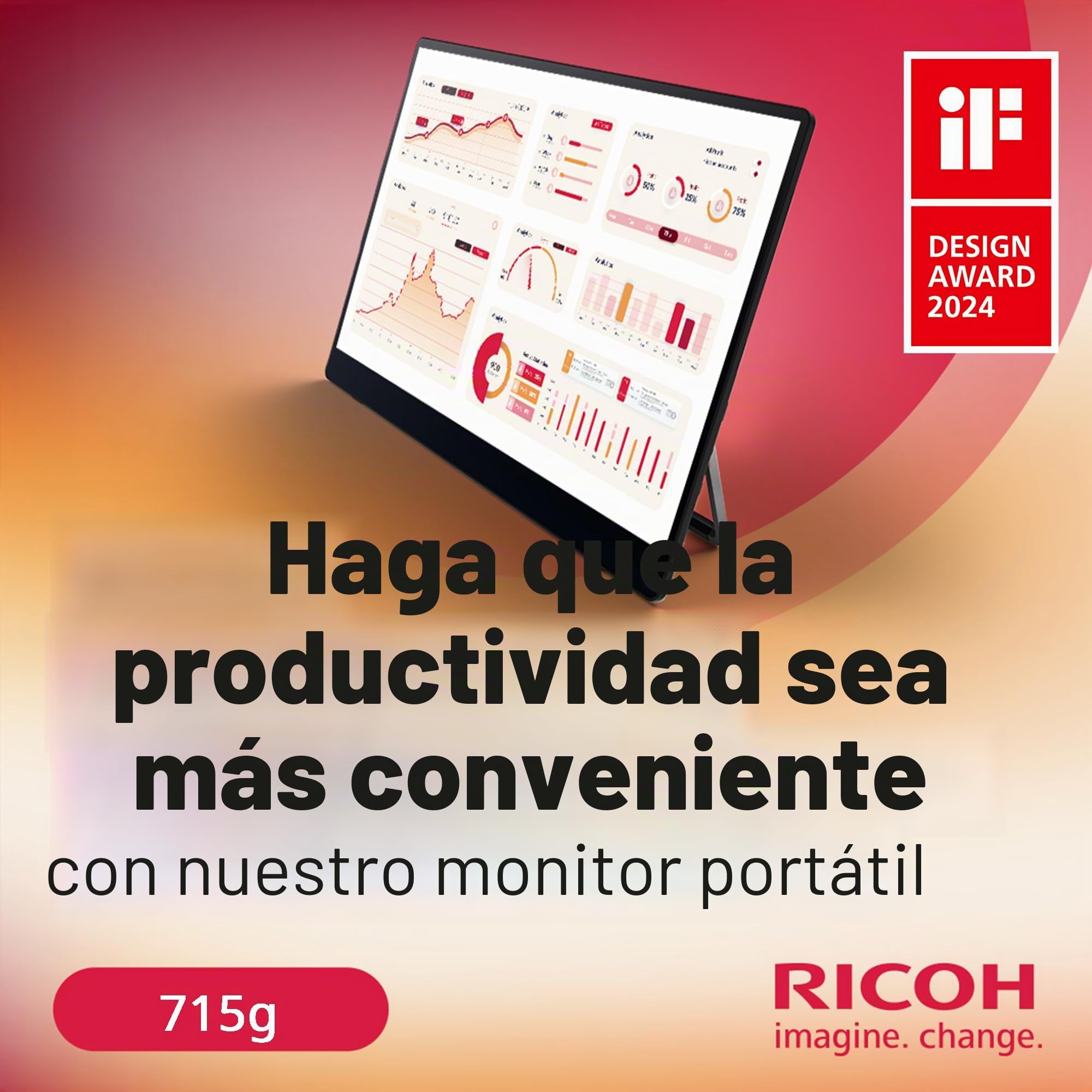 Monitor portátil inalámbrico RICOH 150BW de 15,6 Pulgadas, 1920 x 1080, OLED, USB C, Ligero con Pantalla táctil y 2 Altavoces Integrados, Pantalla portátil Externa para Ordenador portátil/PC/teléfono