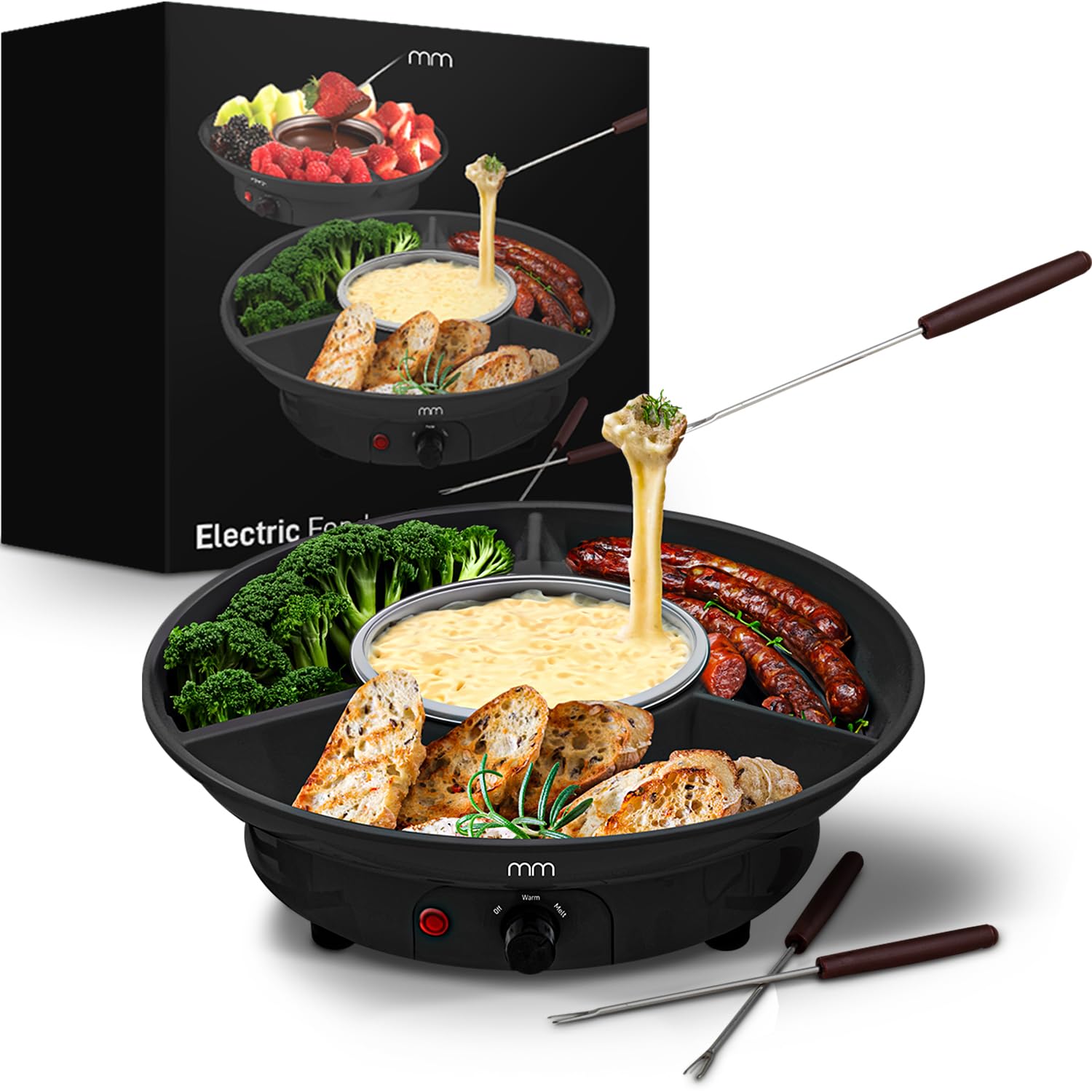 Mikamax Elektryczny zestaw do fondue - fondue - fondue - zestaw do fondue - ser fondue - czekolada