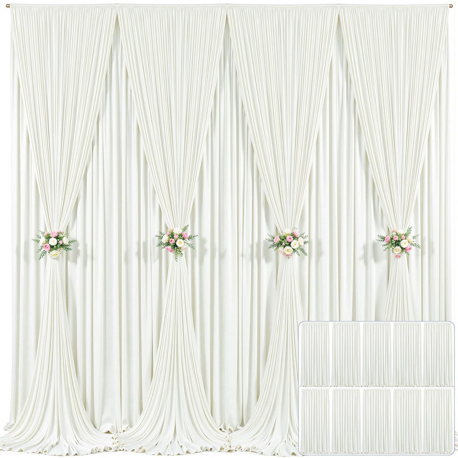 10x10 Champagne Backdrop Curtain for Parties Wedding Baby Shower Wrinkle Free Photo Curtains Backdrop Drapes Fabric Decoration for Bridal Shower 5ft x 10ft,2 Panels — view 125