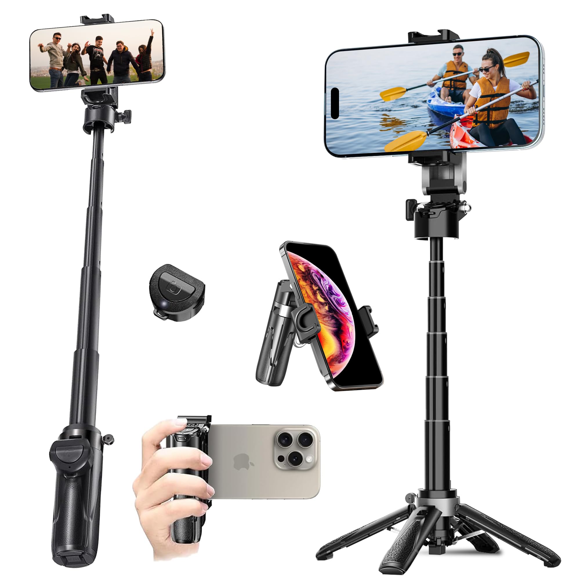 WeCool 17 inch Extendable Selfie Stick with 360° Rotational Mobile Holder,One-Click Auto Open Legs,Aluminium Built Body,Rechargeble Bluetooth Remote,-picture-31